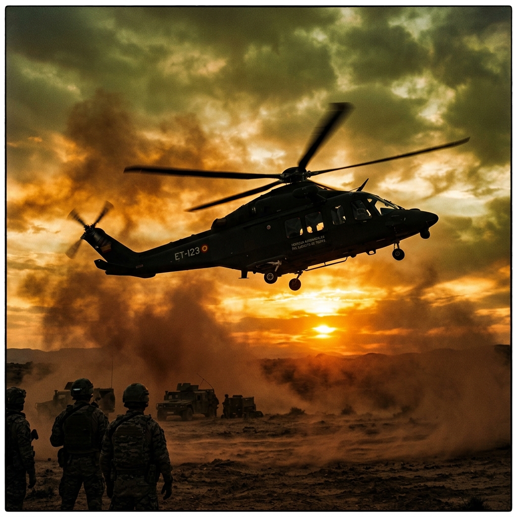 Helicóptero del Ejército español despegando